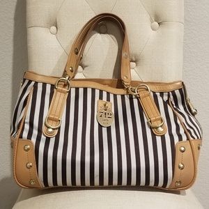 Henri Bendel black & white stripe handbag